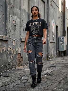 ZARA Distressed Grey Straight Leg Jeans – Women’s Size 2 (EUR 34)